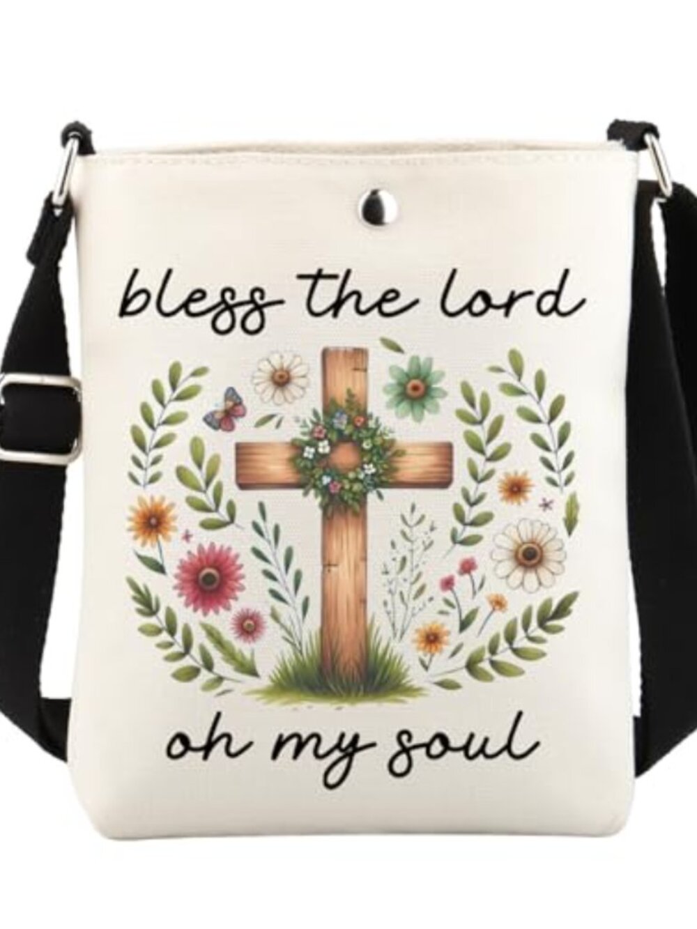 Christian Crossbody Bucket Bag Polyester Bible Verse Purse